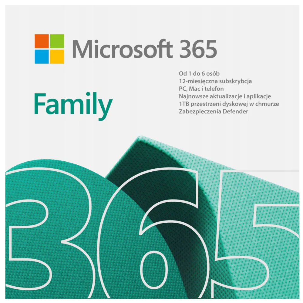 Microsoft Office 365 Family Premium 6 użytkowników 1 rok ESD